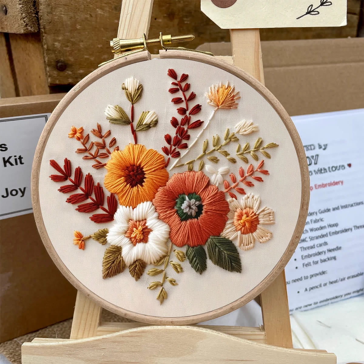 Rubbyoo Embroidery Kit- Autumn Blooms 2 | For Beginners Hand Stitch