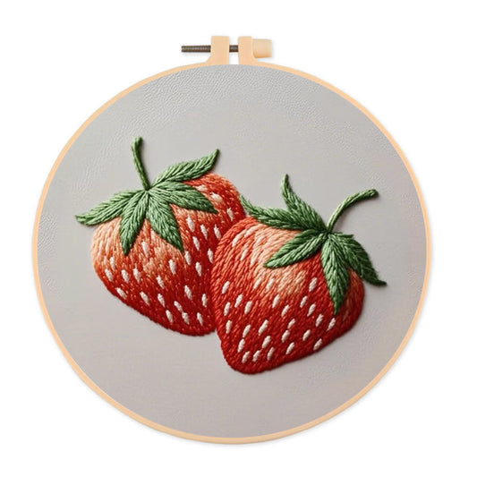 Rubbyoo Embroidery Kit- Two Big Strawberries | For Beginners DIY Craft Kits
