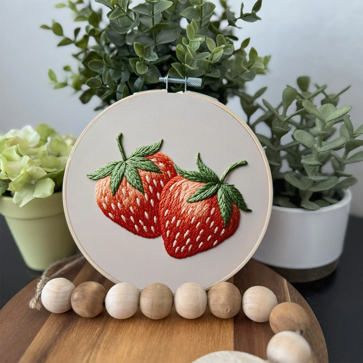 Rubbyoo Embroidery Kit- Two Big Strawberries | For Beginners DIY Craft Kits