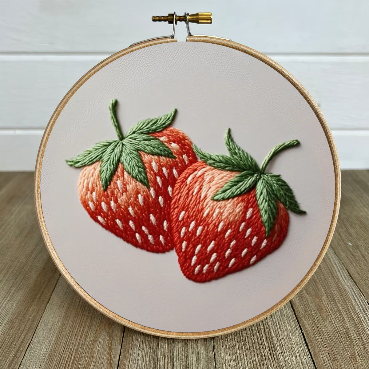 Rubbyoo Embroidery Kit- Two Big Strawberries | For Beginners DIY Craft Kits