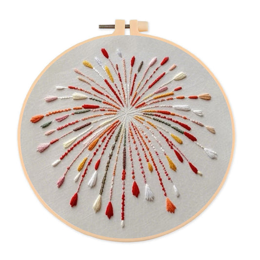 Rubbyoo Embroidery Kit- Orange Fireworks | Hand Stitch Wall Decor For Beginners
