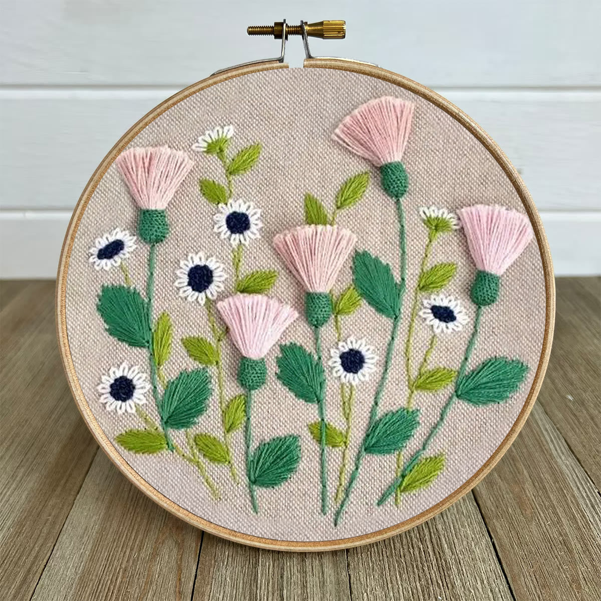 Rubbyoo Embroidery Kit- Pink Floral Pattern | Embroidery Kit For Beginner,Modern  Embroidery