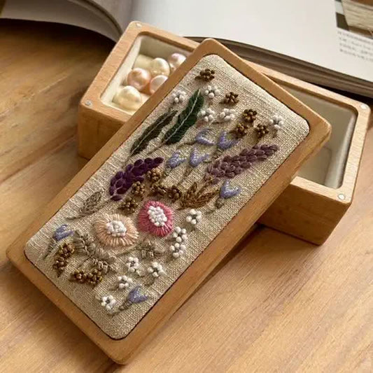Wooden Jewelry Box - Flower Embroidery Kit For Beginners| DIY Needle Art Kit