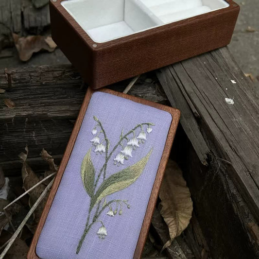 Wooden Jewelry Box - Lily of the Valley Embroidery Kit For Beginners| DIY Needle Art Kit