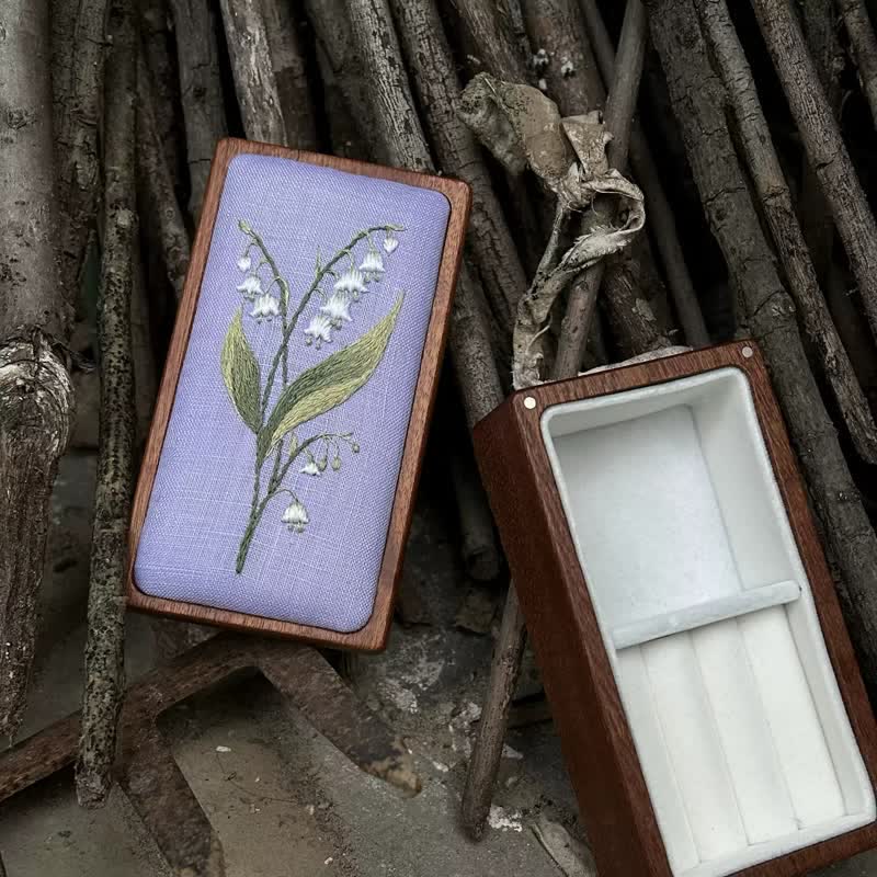 Wooden Jewelry Box - Lily of the Valley Embroidery Kit For Beginners| DIY Needle Art Kit