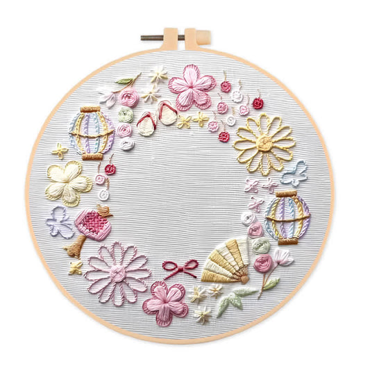 Rubbyoo Embroidery Kit - Pink Fantasy Flower World | Beginner Friendly Embroidery