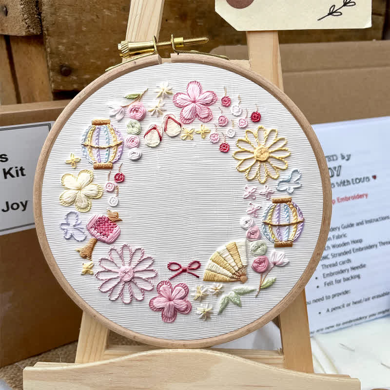 Rubbyoo Embroidery Kit - Pink Fantasy Flower World | Beginner Friendly Embroidery