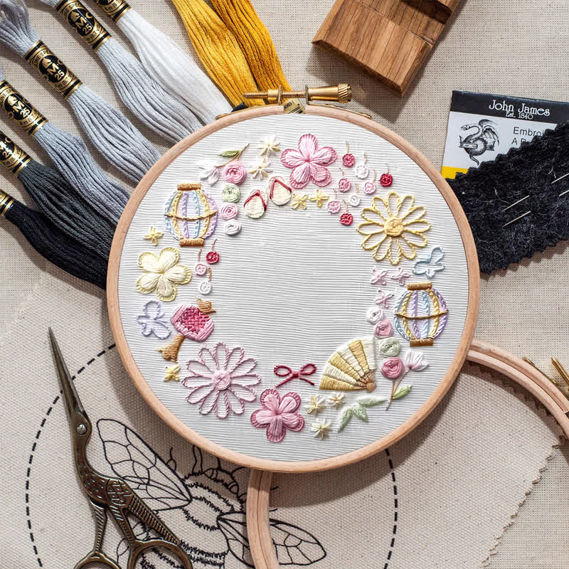 Rubbyoo Embroidery Kit - Pink Fantasy Flower World | Beginner Friendly Embroidery