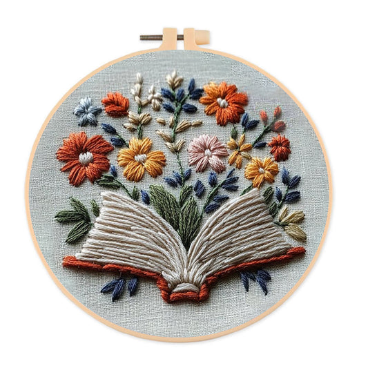 Rubbyoo Embroidery Kit - Blooming Pages | Starter Kit Wall Decor