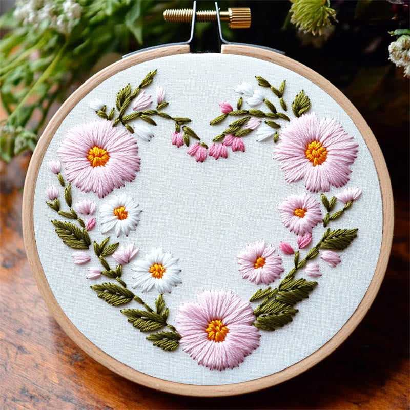 Rubbyoo Embroidery Kit - Floral Embrace | Easy Embroidery Kit for Beginners