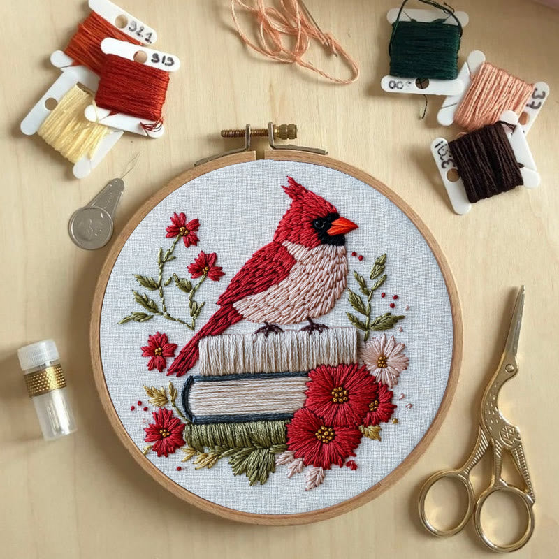 Rubbyoo Embroidery Kit - Birdsong in Bloom | Cozy Crafts Easy Embroidery Kit for Beginners