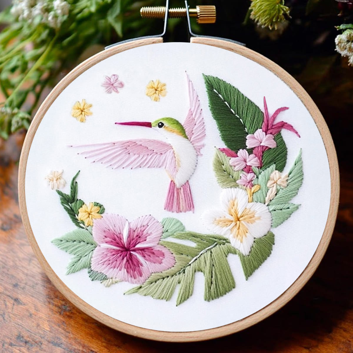 Rubbyoo Embroidery Kit - Spring Hummingbird |  Handmade Craft Gift