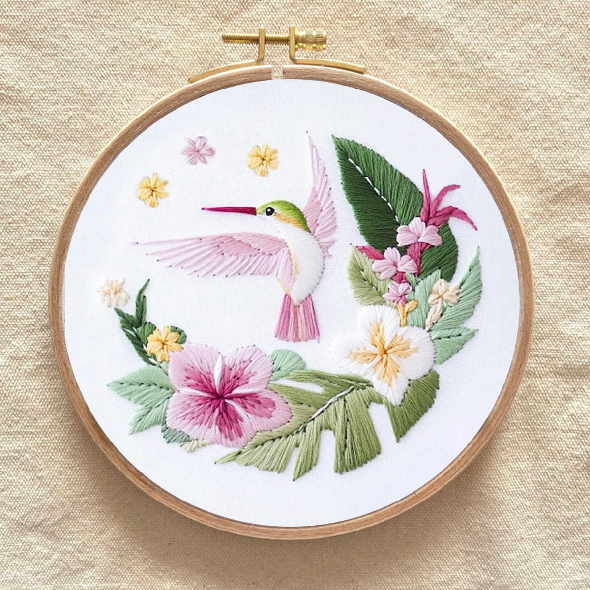 Rubbyoo Embroidery Kit - Spring Hummingbird |  Handmade Craft Gift