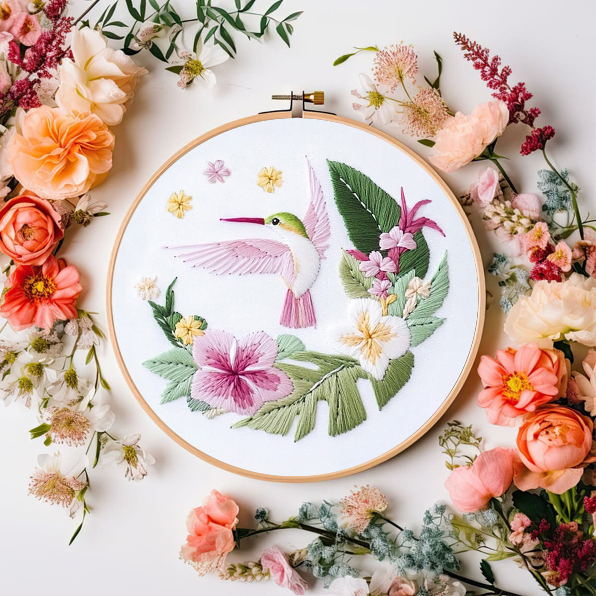 Rubbyoo Embroidery Kit - Spring Hummingbird |  Handmade Craft Gift