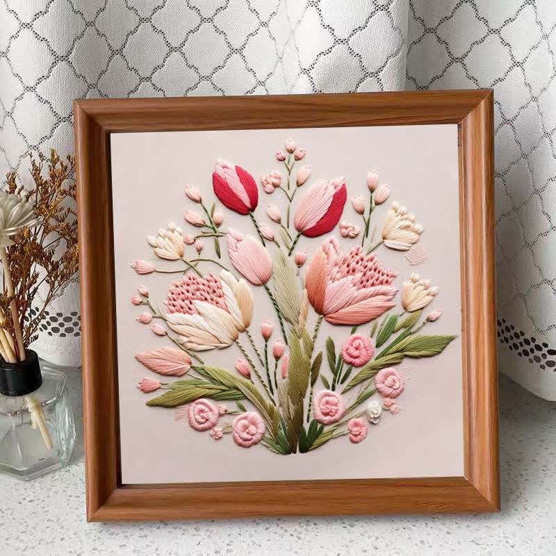 Rubbyoo Embroidery Kit - Garden Flower Handmade Tulips