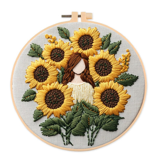 Rubbyoo Embroidery Kit - Sunflower Girl  | Handmade Craft Gift