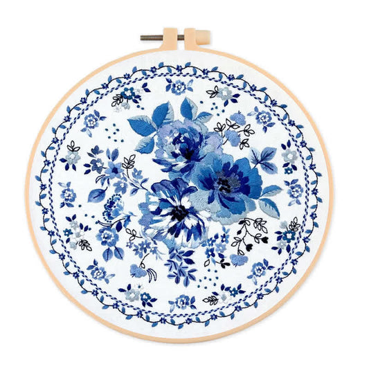 Rubbyoo Embroidery Kit - Blue Floral | New home gifts