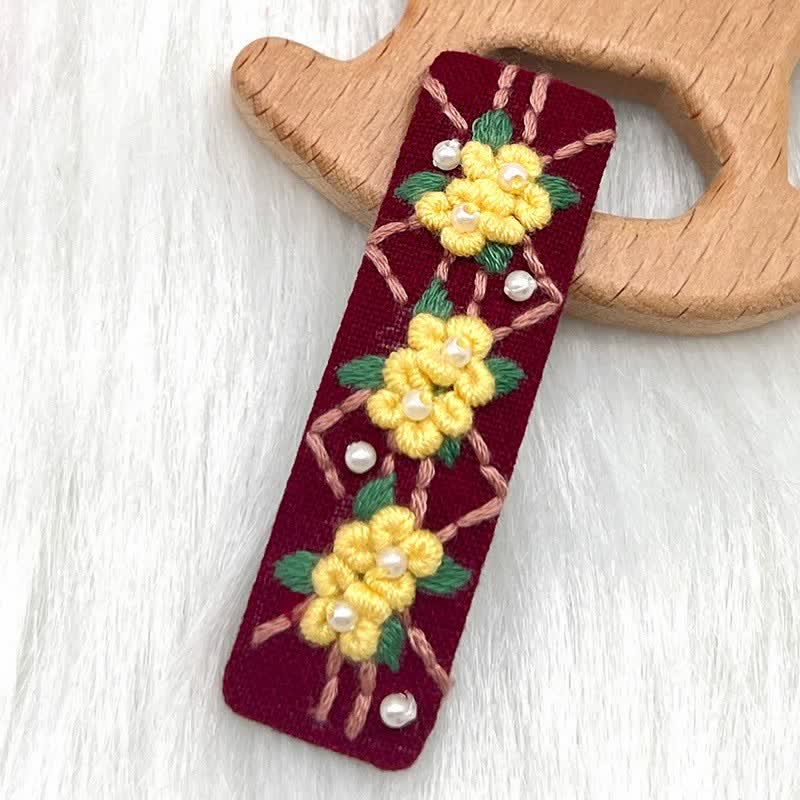 Embroidered hair clip DIY handmade material bag hair accessory headpiece