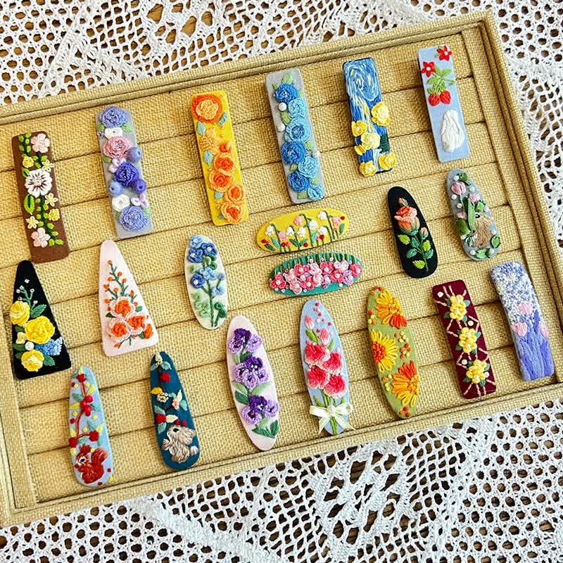 Embroidered hair clip DIY handmade material bag hair accessory headpiece