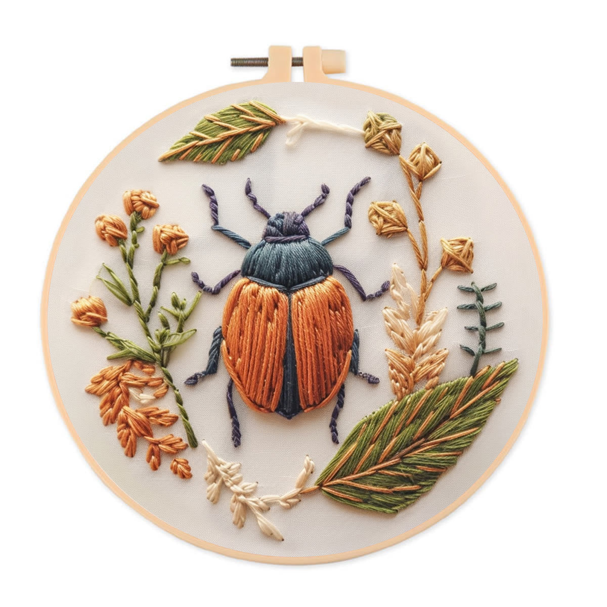 Rubbyoo Embroidery Kit - Floral Insect | Needlework Craft Kit