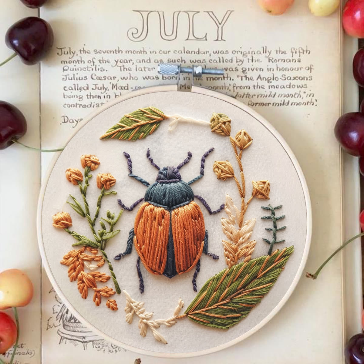 Rubbyoo Embroidery Kit - Floral Insect | Needlework Craft Kit