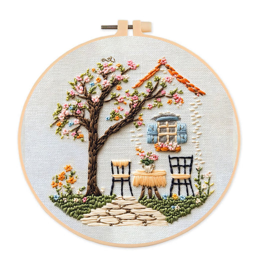 Rubbyoo Embroidery Kit - Warm Scenery Of A Cottage | Handmake Craft Kits