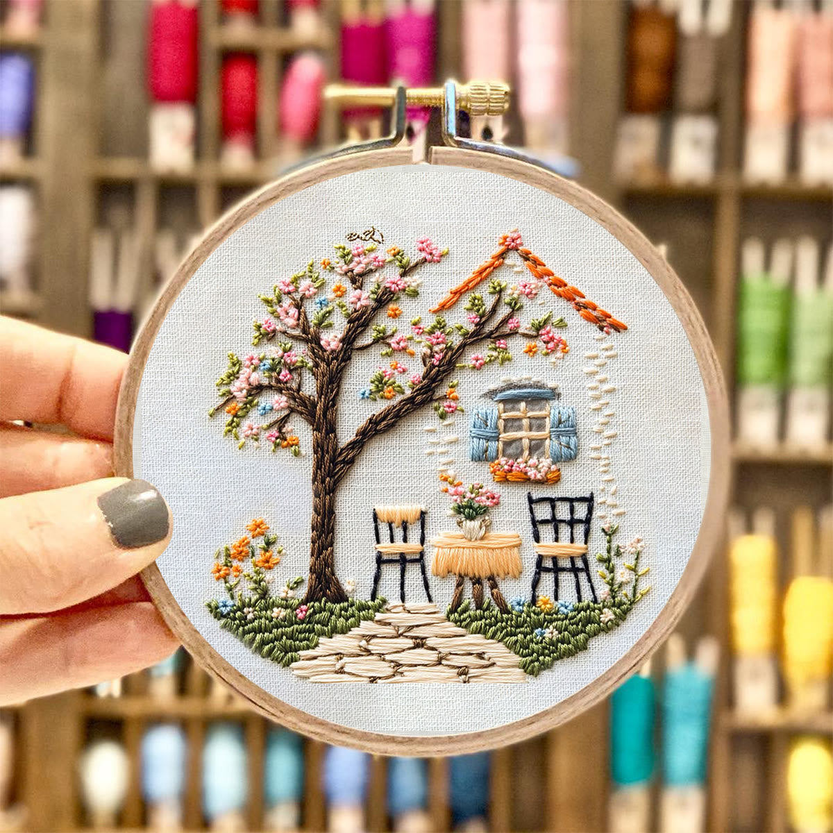 Rubbyoo Embroidery Kit - Warm Scenery Of A Cottage | Handmake Craft Kits
