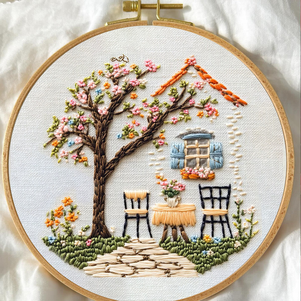 Rubbyoo Embroidery Kit - Warm Scenery Of A Cottage | Handmake Craft Kits