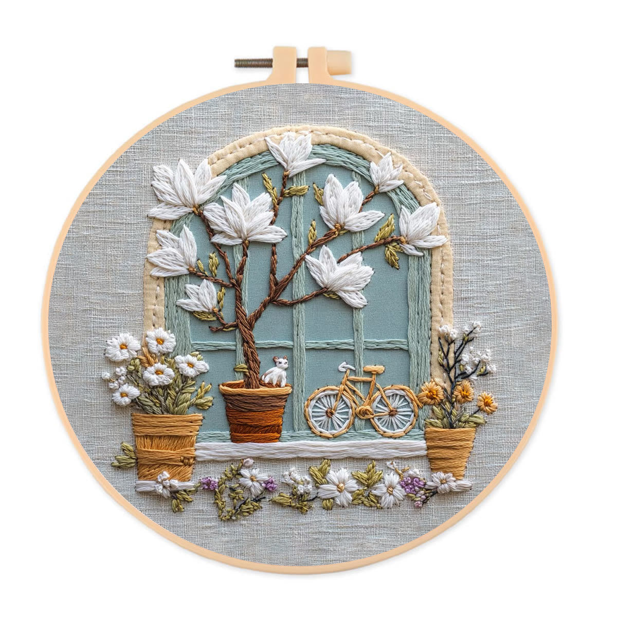 Rubbyoo Embroidery Kit - Floral Window | Diy Needle Craft Gifts