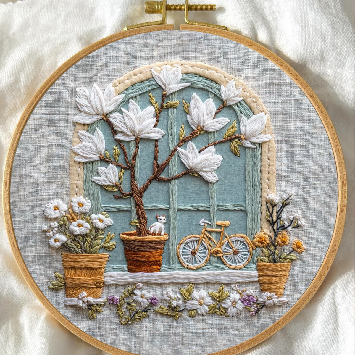 Rubbyoo Embroidery Kit - Floral Window | Diy Needle Craft Gifts