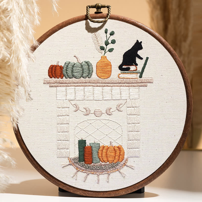 Rubbyoo Embroidery Kit - Autumn Hearth | Holiday Needle Craft Gifts