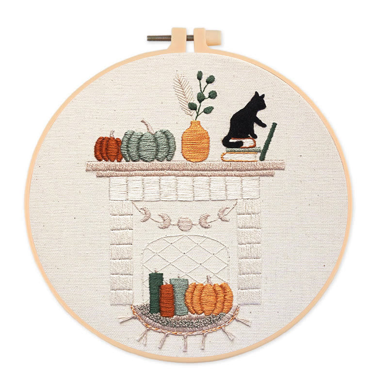Rubbyoo Embroidery Kit - Autumn Hearth | Holiday Needle Craft Gifts
