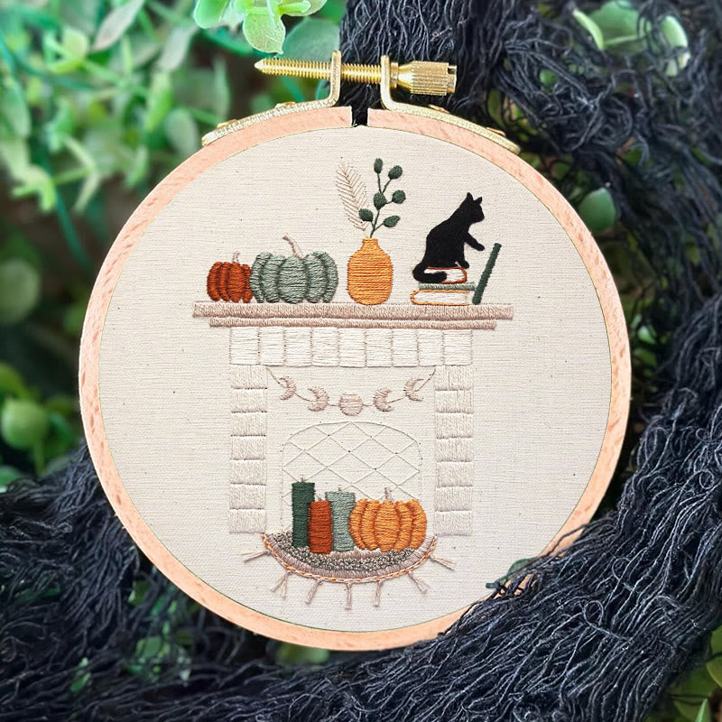 Rubbyoo Embroidery Kit - Autumn Hearth | Holiday Needle Craft Gifts