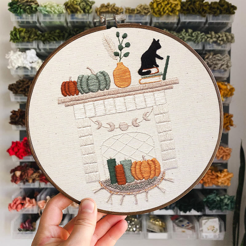 Rubbyoo Embroidery Kit - Autumn Hearth | Holiday Needle Craft Gifts