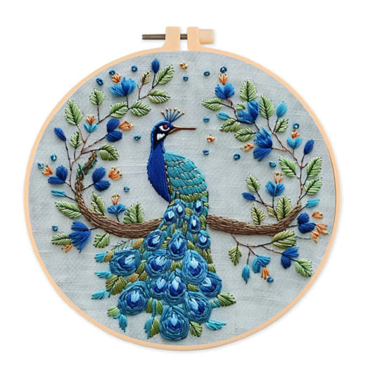Rubbyoo Embroidery Kit - Stunning Peacock | Diy Handmake Needle Crafts