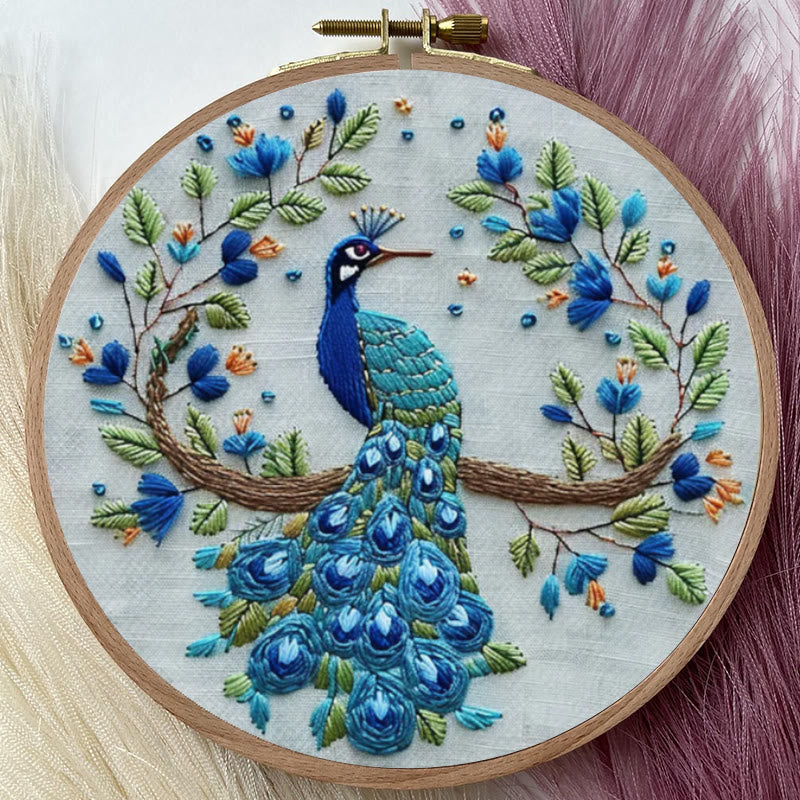 Rubbyoo Embroidery Kit - Stunning Peacock | Diy Handmake Needle Crafts