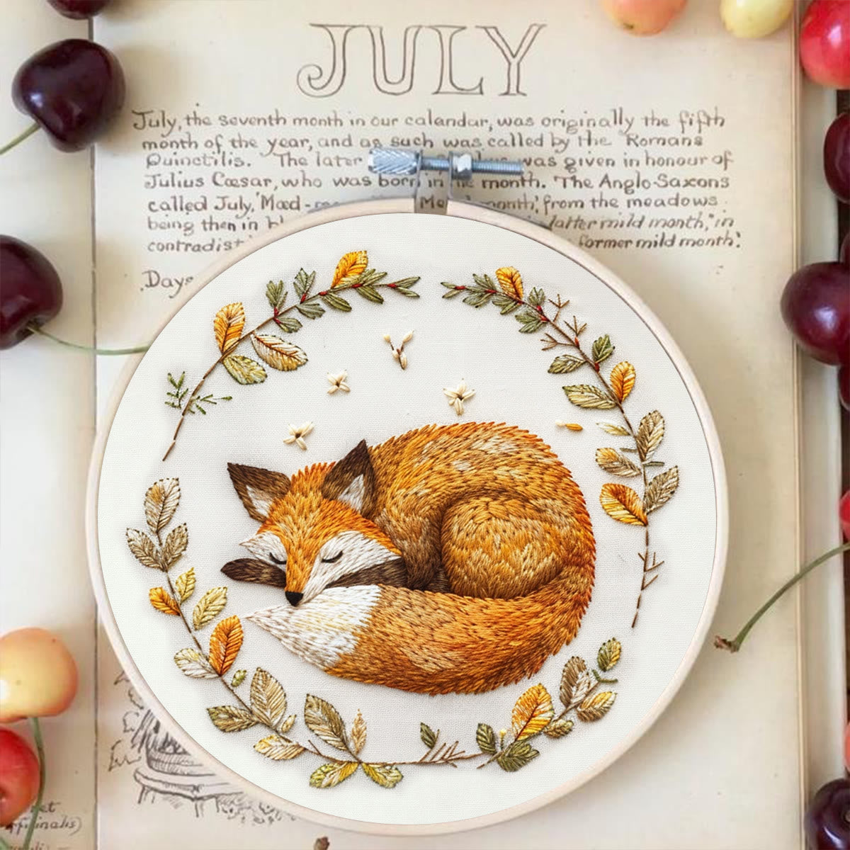 Rubbyoo Embroidery Kit - Woodland Sleeping Fox | Handmake Needle Crafts