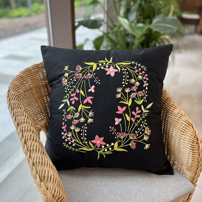 Embroidered  Pillow Case Kits  | Diy Needlepoint Home Deco | Vintage Handmake Crafts