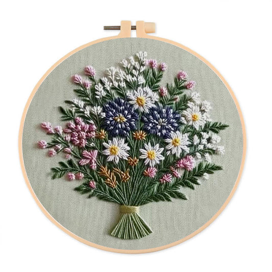 Rubbyoo Embroidery Kit - Pretty Spring Bouquet | Nice Craft Gift For Mom