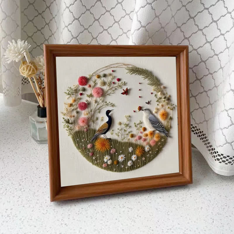 Rubbyoo Embroidery Kit - Peacock And Bird Art Deco Handmade