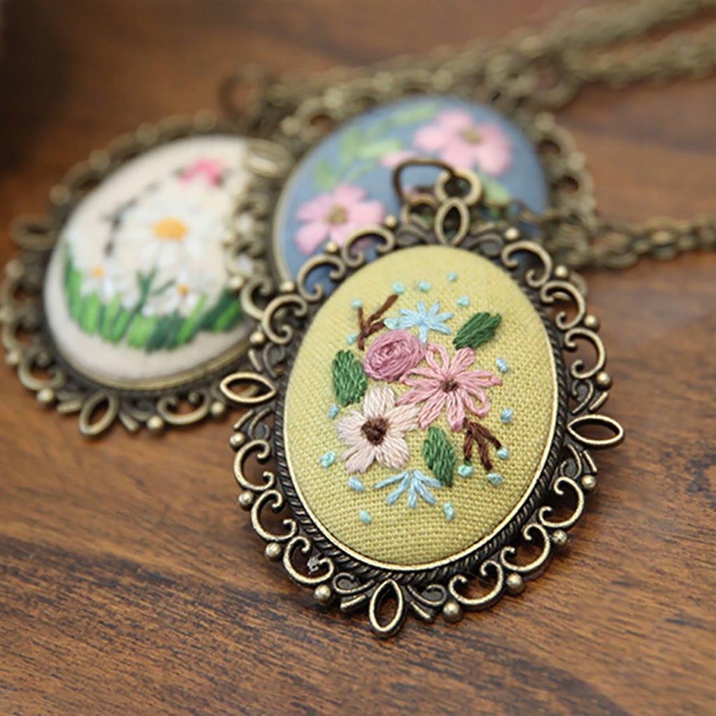 Embroidery Necklace Kits | Diy Sewing Pendants  | Suitable For Mother Day Gift