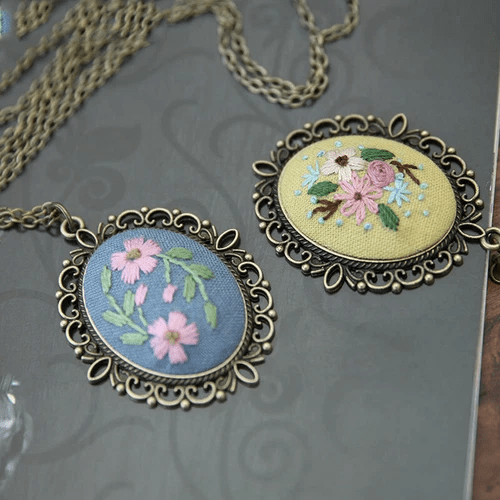 Embroidery Necklace Kits | Diy Sewing Pendants  | Suitable For Mother Day Gift