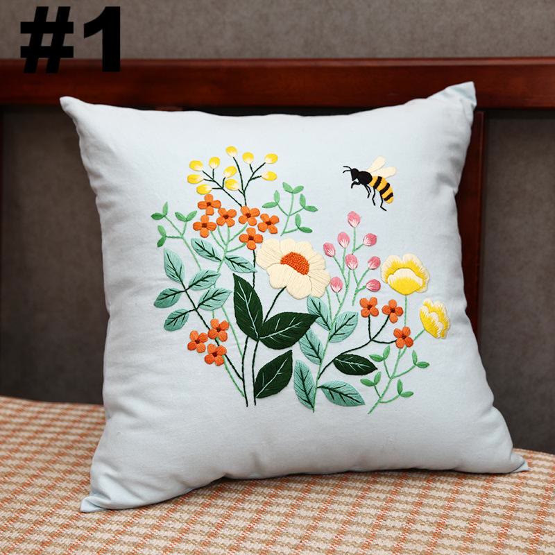 Embroidered Pillow Case Kits  | Stitching Bedroom  Home Decoration | Diy Handmake Floral Crafts