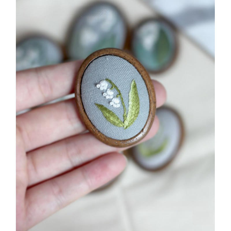 Embroidery Wooden Brooch | Oval And Round Brooch | Blank Safety Brooch Holder