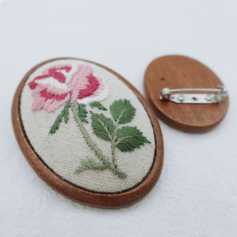 Embroidery Wooden Brooch | Oval And Round Brooch | Blank Safety Brooch Holder