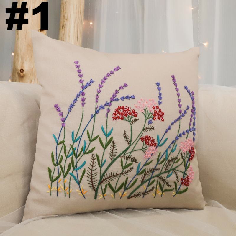 Embroidered  Pillow Case Kits  | Diy Craft Enthusiasts Gift |  Beautiful Floral Needlecrafts