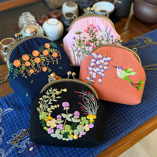 Embroidery Kiss Lock Bag Kit | Diy Stylish Coin Purse | Perfect for beginners