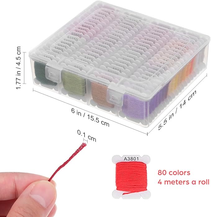 Embroidery Thread Sets - 4m And  8m Thread Kit With Floss Bobbins |  Various Colors Cotton Thread
