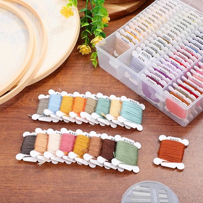 Embroidery Thread Sets - 4m And  8m Thread Kit With Floss Bobbins |  Various Colors Cotton Thread