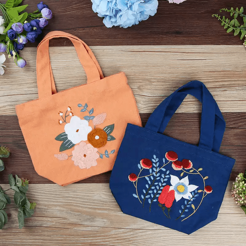 Handmade Canvas Bag Kit | Diy Carrying Bag  | Beginner Needlework